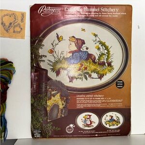 Paragon Needlecraft 1976 Hummel crewel stitchery kit; Boy with Bird No. 0465